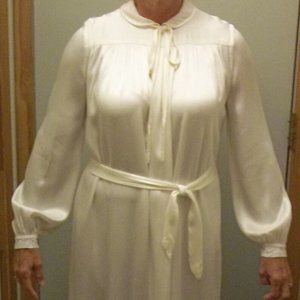 Ivory Satin Robe, Designer "Raymond, New York" Dressing Gown, 1960's
